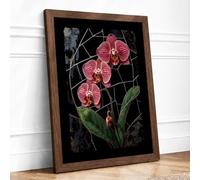 Orchids on Trellis Botanical Framed Wall Art Print A3 (42×29.7cm) Walnut, Wall Decor for Living Room, Bedroom, Office & Home, Ready to Hang, Art Gift