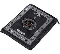 ORCHIDS Portable Travel Prayer Mat with Compass Waterproof Lightweight Pocket Size 100x60cm(Black)