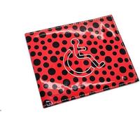 ORCHIDS Premium Blue PU Leather Disabled Parking Badge Holder for Cars (Polka Dot(Red))