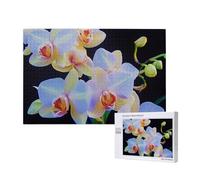 orchids print Printed 1000 Pieces Jigsaw Puzzle with Storage Box, Wooden Puzzle for Adults and Kids, Family Fun Decorative Game, 75x50 CM