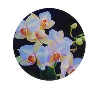Orchids Print Printed Gaming Mouse Pad 4 PCS, Round Non-Slip Rubber Base Laptop Mousepad Desk Mat for Gamer, Office, Home