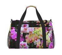 Orchids Print Weekender Bag,Gym Bag with,Carry On Luggage Overnight Weekend Bag, Holdall Handbag