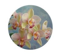 Orchids Printed Gaming Mouse Pad 4 PCS, Round Non-Slip Rubber Base Laptop Mousepad Desk Mat for Gamer, Office, Home