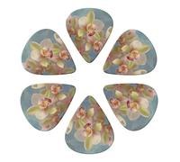 orchids Printed Guitar Picks 6-Pack with Holder - 0.46mm Funny Guitar Picks for Acoustic Guitar, Electric Guitar, Bass Guitar