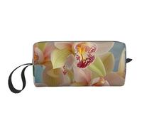 Orchids Printed Makeup Bag with Handle, Lightweight Portable Cosmetic Organiser for Travel, Gym & Daily Use â€“ Gift for Women Girls