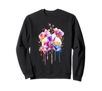Orchids Summer Flowers Natural Watercolour Design Wild Flowers Sweatshirt