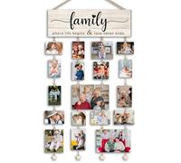 Orchroma Picture Frames Collage Photo Hanging Display Picture Board,Family Picture Frame Collage Wall Decor,Family Where Life Begins and Love Never Ends,Home Living Room Bedroom Wall Decor (Burlywood)