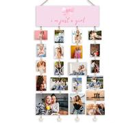 Orchroma Pink Bow Picture Collage Board Hanging Photo Display with Clips,I'm Just a Girl Photo Board for Teen Girls Bedroom Picture Display,Teenager Girl Gifts,Baby Nursery Girls Room Wall Decor