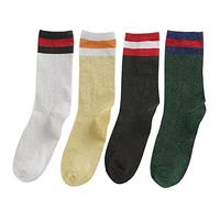 Orcle 2 Pairs Women's Novelty Glitter Ankle Socks Casual Ladies Bright Retro Sox Piles Sock, b 4 pairs, One Size