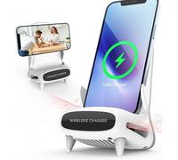 Orco 15W Fast Wireless Charger Stand - Creative Mini Chair Phone Holder with Sound Amplifying Speaker Function - Qi-Certified Charging Station for iPhone 15 14 13 12, Samsung Galaxy, 4.5-11” Tablets