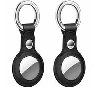 Orco 2 Pack Airtag Case With Keychain For Dog Pet, PU Leather Case for AirTags Key Finder, AirTags Case Cover, Compatible with Apple Air Tag Case Holder Keyring (Locator Tracker) (Black)