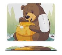OrcoW Bear Eats HoneyMouse Pad with Non-Slip Rubber Base Square Computer Mousepad Comfortable Gaming Mouse Pad Waterproof Mouse Mat for Laptop9.8 x11.8