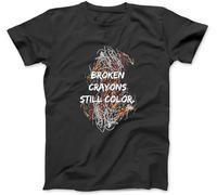 OrcoW Broken Crayons Still Color Mental Health Awareness Supporter Graphic Tees for Women Men Unisex (M) Black
