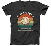 OrcoW Chaotic Good Good Intentions Questionable Methods Vintage T-Shirt 100% Cotton Graphic Tee Shirts for Men Women Kids Black (L)