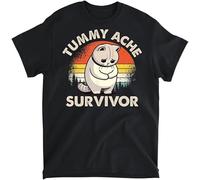 OrcoW Funny Cat Stomach Ache My Tummy Hurts Tummy Ache Survivor T-Shirt Graphic Tee Shirts for Men Women Black (Black,L)