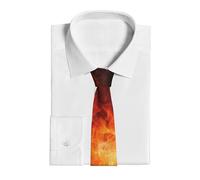 OrcoW Roaring Flame Print Men's Necktie Silk Woven Leisure Ties Classic Formal Ties for Business Wedding Party, Black, One Size