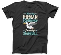 OrcoW This is My Human Costume Im Really A Seagull Funny T-Shirt Printed T Shirts Personalised Unisex (M) Black