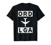 ORD to LGA Airplane Route Airport Code Chicago New York T-Shirt