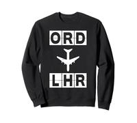ORD to LHR Airplane Route Chicago London Sweatshirt