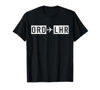 ORD to LHR Airplane Route Chicago London T-Shirt