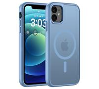 ORDA For iPhone 12 Case 6.1 Inch Compatible with MagSafe, Magnetic Mobile Phone Case for iPhone 12/12 Pro Translucent Matte Back Shockproof Protective Case Light Blue