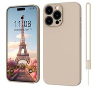 ORDA iPhone 14 Pro Case, Silicone, Khaki, Raised Edges, Wireless Charging Compatible