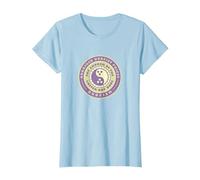 Ordained Dudeist Priest Emblem Tee Shirt T-Shirt, Women, Baby Blue, Medium