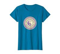 Ordained Dudeist Priest Emblem Tee Shirt T-Shirt, Women, Sapphire Blue, Medium
