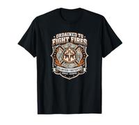 Ordained to Fight Fires Firefighter Faith Cross Badge T-Shirt