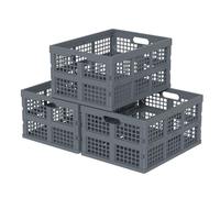 Ordate 30 L Collapsible Storage Crates Plastic, Folding Plastic Crate, 3 Packs
