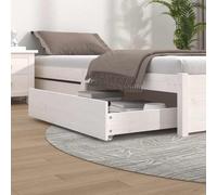 Ordellia 2 x White Solid Pine Bed Drawers 95 x 103 x 18 cm Carpet and Wood Floor Storage Solution for Bedroom, Guest Room and Nursery