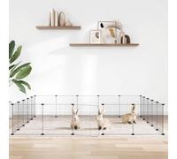 Ordellia 20-Piece Pet Enclosure with Door, Black, 35 x 35 cm, Powder-Coated Steel, Foldable for Rabbits, Guinea Pigs, Hamsters, Rodents, Playpen for Indoor and Outdoor Use