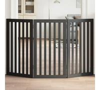 Ordellia 3-Piece Dog Gate Foldable Black 150 cm Poplar Wood Freestanding for Dog Kennels, Dog Run, Outdoor Enclosure, Puppy Run, Playpen, Gate, Safe for Home and Apartment