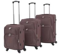 Ordellia 3-Piece Soft Luggage Trolley Set, Coffee Brown, Travel Suitcase with Wheels and Lock, Luggage with Telescopic Handle, Hand Luggage for Holidays, Business Trips, Train, Hotel, Economical