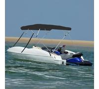 Ordellia 4-Bow Bimini Top Black 243 x 180 x 137 cm Polyester with PU Coating Aluminium Frame Waterproof UV Protection Tear Resistant with Bag for Boat, Marina and Port