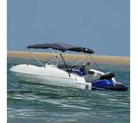 Ordellia 4-Bow Bimini Top with Mesh Side Panels, Boat Cover Made of 600D Polyester with PU Coating, UV Protection, Waterproof, 243 x 170 x 182 x 137 cm, for Marina and Port