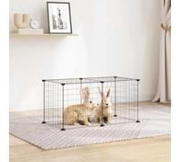 Ordellia 8-Piece Pet Cage Black 35 x 35 cm Steel Cage Enclosure House Hut Run Aviary for Rodents Rabbit Guinea Pig Hamster Indoor Outdoor Home