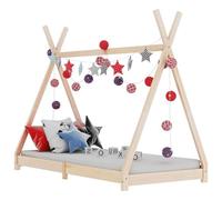 Ordellia 90 x 200 cm Solid Pine Wooden Cot Bed Frame with Slatted Frame, Crossover Frame in Teepee Style, for Children's Room, Reading Corner and Playhouse