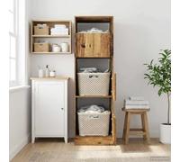 Ordellia Artisan Oak Wood Composite 6 Compartments Laundry Cabinet with Storage and Door, Waterproof, 3 Hinged Doors, for Bathroom, Bedroom and Hallway, 50 x 68 x 162 cm, Indoor