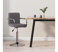 Ordellia Bar Stool Taupe Fabric Height Adjustable Swivel with Armrest and Footrest Padded with Foam Chrome Steel for Kitchen Counter Cooking Island and Dining Room
