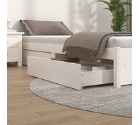 Ordellia Bed Drawers 4 Pieces White Solid Pine Wood 95 x 57 x 18 cm Wheels for Carpet and Wooden Floor, Suitable for Bed, Bed Frame, Bedroom and Guest Room