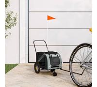 Ordellia Bicycle Trailer Dog and Cat Grey Black Oxford Fabric and Iron Foldable with Mesh Breathable 30kg Load Capacity 122 x 52 x 53 cm for Travel, Outdoor and Safe Transport