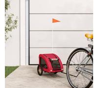 Ordellia Bicycle Trailer Dog Red Oxford Fabric and Iron, Foldable with PVC Roof, 30 kg Load Capacity, 124 x 53 x 53 cm, for Dogs, Cats, Pets, Transportation, Outdoor, Travel