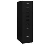 Ordellia Black Metal Filing Cabinet with Wheels 28 x 41 x 109 cm with 8 Drawers 4 Wheels Metal Handle for Office, Home Office, Law Firm, Archive and Organized File Storage