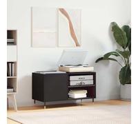 Ordellia Black record cabinet, 85 x 38 x 48 cm, made of wood material and iron, media storage with storage space, drawer, shelf, organiser for record, CD, DVD, TV lowboard and living room