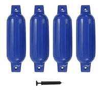 Ordellia Boat Fender 4 Pieces Blue 41 x 11.5 cm PVC with Pump Reinforced Eyelets for Cleats, Bollards and Mooring Line on the Bridge, Marina, Harbour and Quay for Boat, Yacht, Canoe