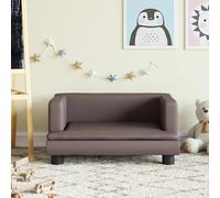 Ordellia Brown Faux Leather Children's Sofa 60 x 40 x 30 cm, Foam Padding, Solid Pine Wood, 50 kg Load Capacity, for Children's Room and Cosy Rest in Everyday Life