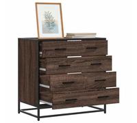 Ordellia Brown Oak Effect Wood Unit with Metal Frame, 70 x 41 x 70 cm, 4 Drawers, 70 kg Load Capacity, Storage for Hallway, Living Room, Bedroom, Office