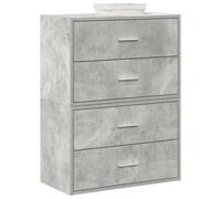 Ordellia Cabinet with 2 Drawers, Set of 2, Concrete Grey, 60 x 31 x 40 cm, Wood Material for Hallway, Living Room, Bedroom, with Storage Space and Order