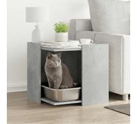 Ordellia Cat Litter Tray Concrete Grey 53 x 53 x 51 cm Wood Material Cat Scratching Post with Cave and Platform, Scratching Furniture for Living Room, Indoor, with Side Table Function and 70 kg Load